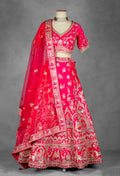 Fuchsia Pink Hand-Embroidered Bridal Lehenga with Zardosi and Resham Work