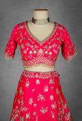 Fuchsia Pink Hand-Embroidered Bridal Lehenga with Zardosi and Resham Work