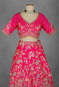 Elegant Pink Embroidered Lehenga Choli Set with Dupatta - Traditional Indian Bridal Outfit