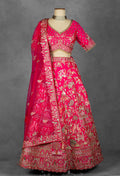Elegant Pink Embroidered Lehenga Choli Set with Dupatta - Traditional Indian Bridal Outfit