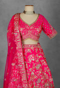 Elegant Pink Embroidered Lehenga Choli Set with Dupatta - Traditional Indian Bridal Outfit