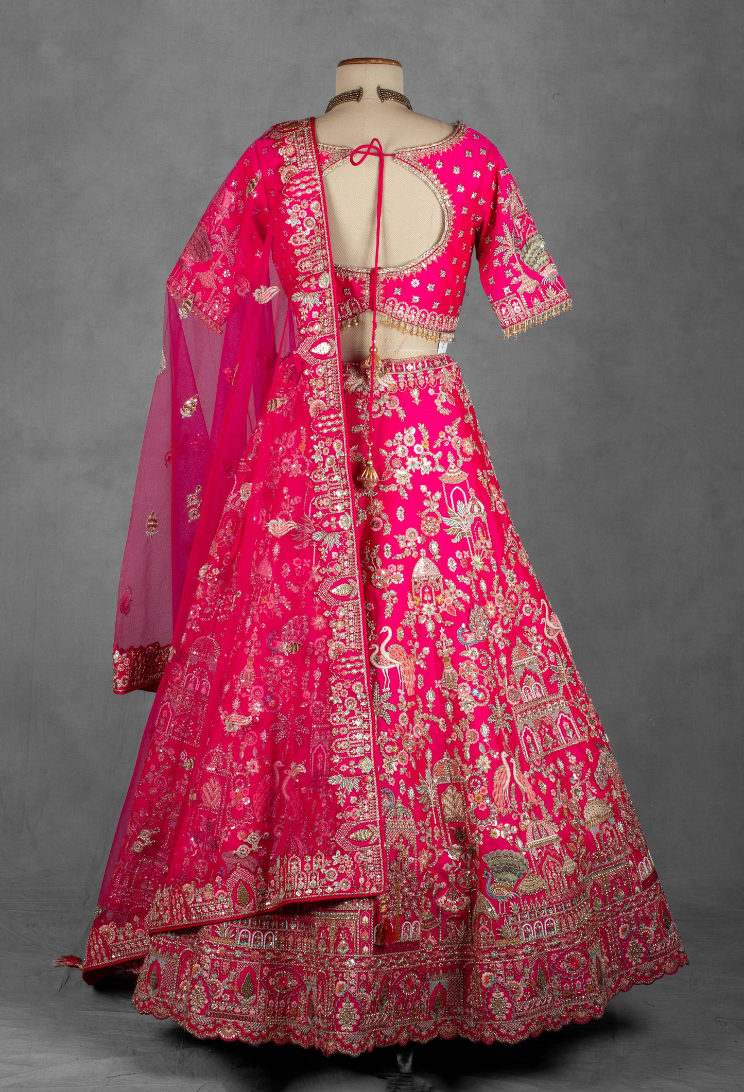 Elegant Pink Embroidered Lehenga Choli Set with Dupatta - Traditional Indian Bridal Outfit