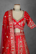 Classic Red Handcrafted Zardosi and Resham Bridal Lehenga with Heritage Motifs