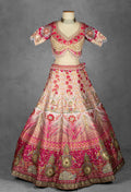 Elegant Pink Embroidered Lehenga Choli Set with Dupatta - Traditional Indian Bridal Outfit