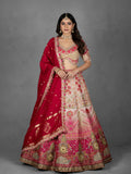 Elegant Pink Embroidered Lehenga Choli Set with Dupatta - Traditional Indian Bridal Outfit