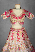 Elegant Pink Embroidered Lehenga Choli Set with Dupatta - Traditional Indian Bridal Outfit
