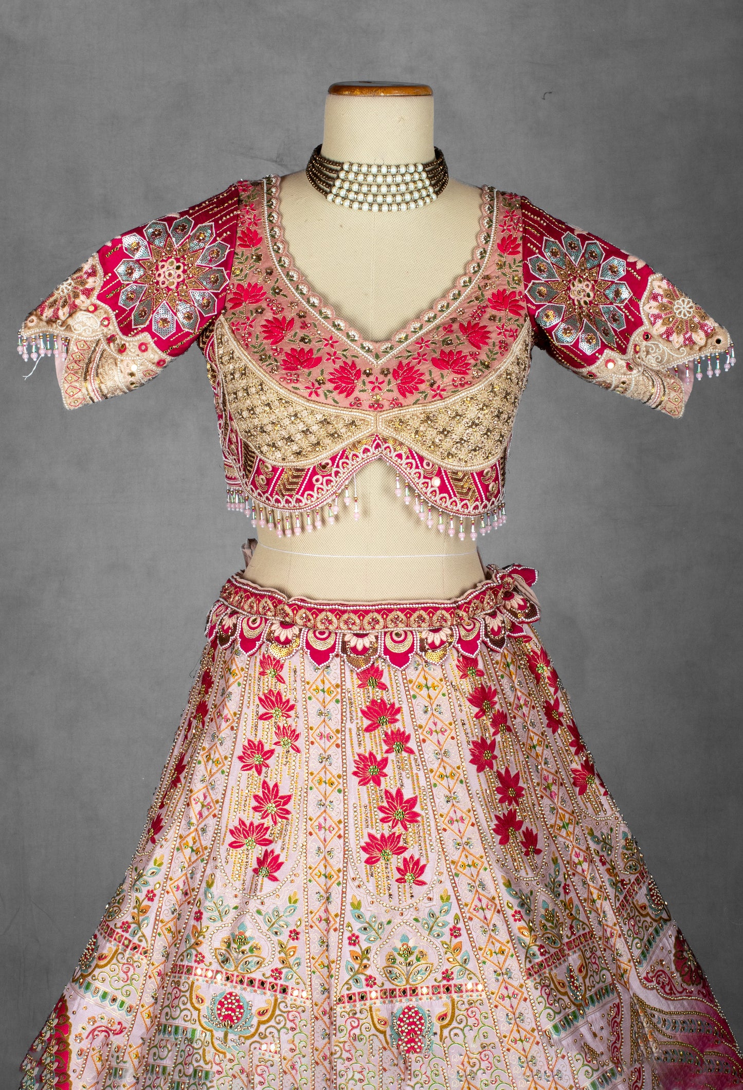 Elegant Pink Embroidered Lehenga Choli Set with Dupatta - Traditional Indian Bridal Outfit