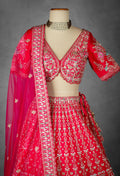 Crimson Red Zardozi Embroidered Bridal Lehenga with Sequined Blouse