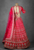 Crimson Red Zardozi Embroidered Bridal Lehenga with Sequined Blouse