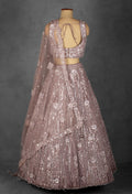 Dusty Lilac Sequin and Floral Embroidered Lehenga with Structured Blouse and Net Dupatta