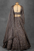 Smoky Brown Sequin Embellished Lehenga with Intricate Geometric Detailing