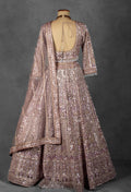 Mauve Rose Sequin Embroidered Lehenga with Full-Sleeve Blouse and Net Dupatta