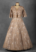 Champagne Gold Sequin Embroidered Lehenga with Structured Blouse and Net Dupatta