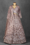 Dusty Mauve Heavy Sequin Embroidered Lehenga with Full-Sleeve Blouse and Net Dupatta