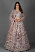 Dusty Mauve Heavy Sequin Embroidered Lehenga with Full-Sleeve Blouse and Net Dupatta