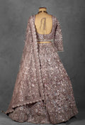 Dusty Mauve Heavy Sequin Embroidered Lehenga with Full-Sleeve Blouse and Net Dupatta