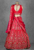 Crimson Red Handcrafted Bridal Lehenga with Heavy Zardosi and Sequin Embroidery