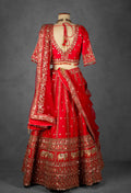 Royal Red Handcrafted Bridal Lehenga with Zardosi, Sequin & Elephant Motif Embroidery