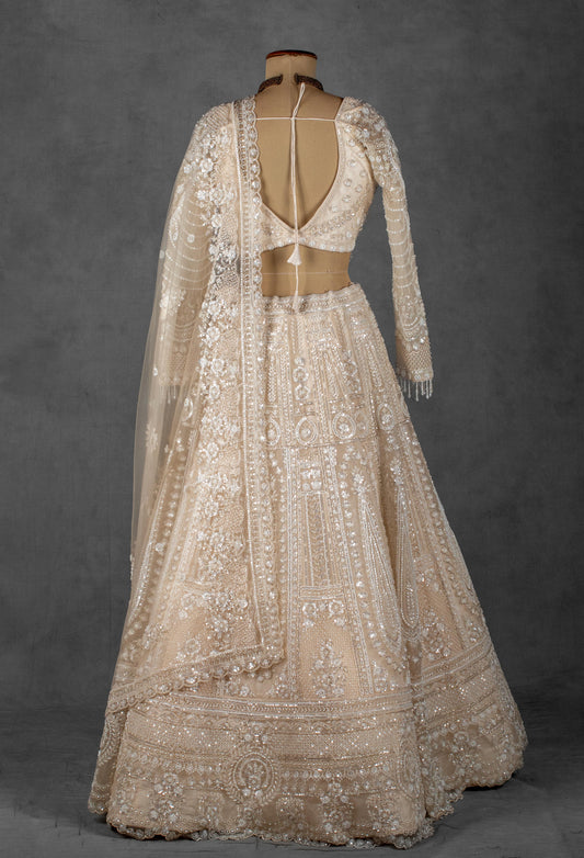 Ivory crystal and sequin embellished bridal lehenga – product image 2