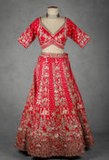 Red Bridal Lehenga with Intricate Zardosi and Resham Hand Embroidery