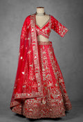Red Bridal Lehenga with Intricate Zardosi and Resham Hand Embroidery