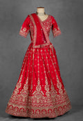 Classic Red Hand-Embroidered Bridal Lehenga with Zardosi and Sequin Detailing
