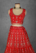 Traditional Red Handcrafted Bridal Lehenga with Intricate Zardosi and Sequin Embroidery
