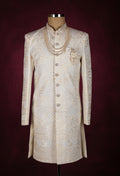 Ivory Cream Embroidered Sherwani for Men
