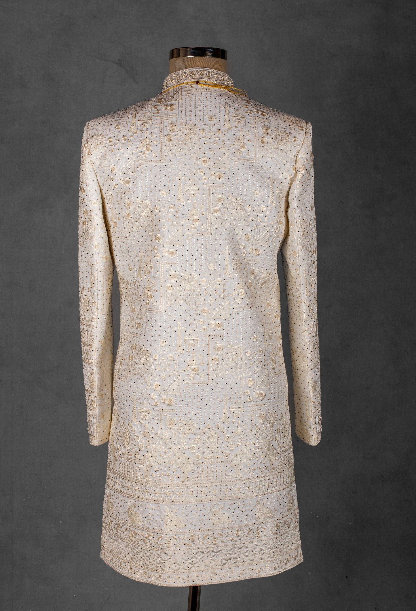 Ivory Cream Embroidered Sherwani for Men