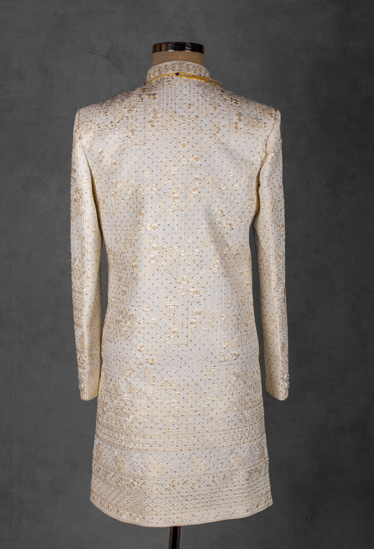Ivory cream embroidered sherwani for men – product image 2