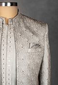 Silver Brocade Embroidered Sherwani for Men