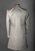 Silver Brocade Embroidered Sherwani for Men