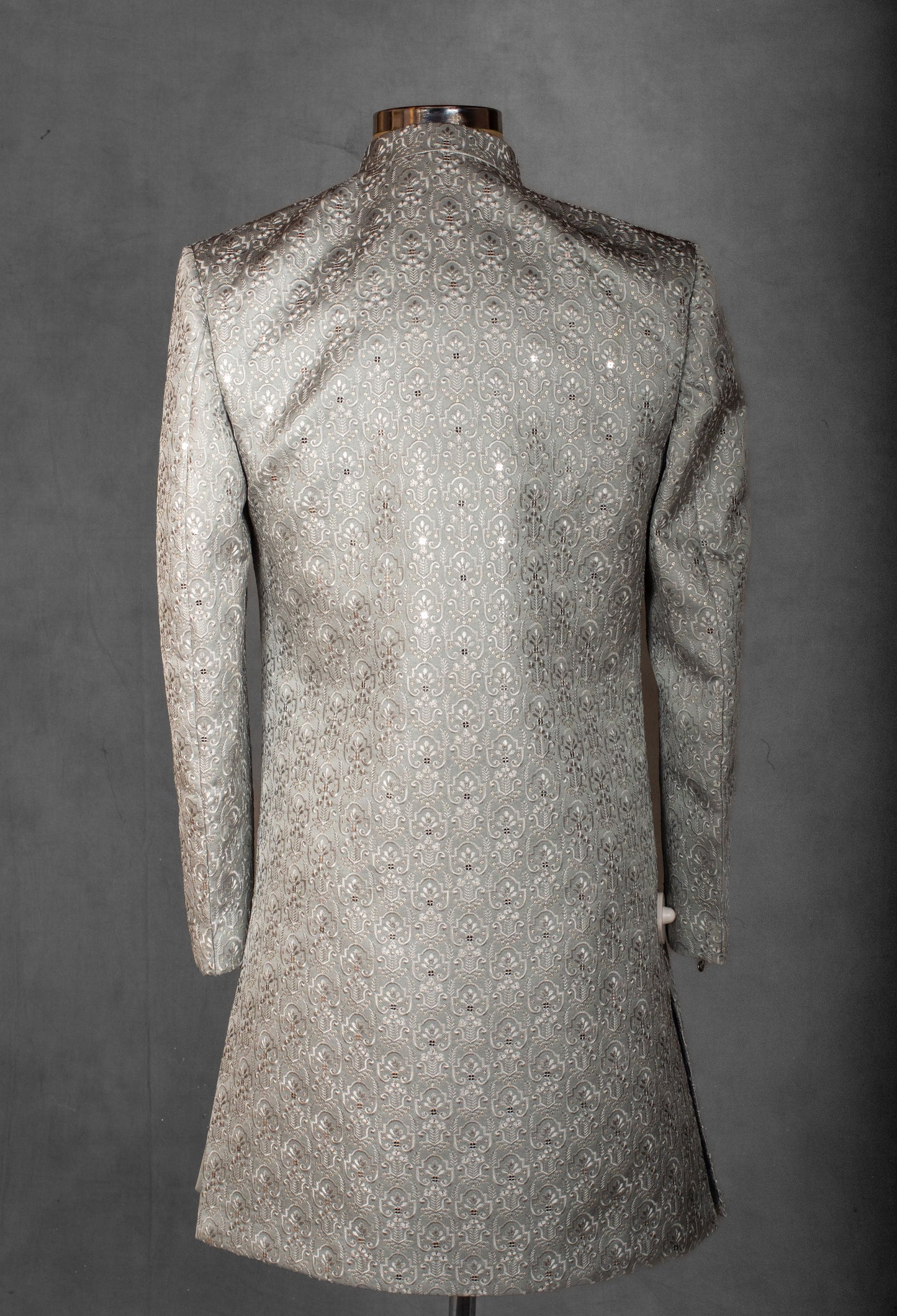 Silver Brocade Embroidered Sherwani for Men