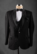 Black Embroidered Tuxedo Suit for Men – Luxury Party & Reception Wear