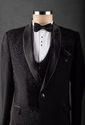 Black Embroidered Tuxedo Suit for Men – Luxury Party & Reception Wear