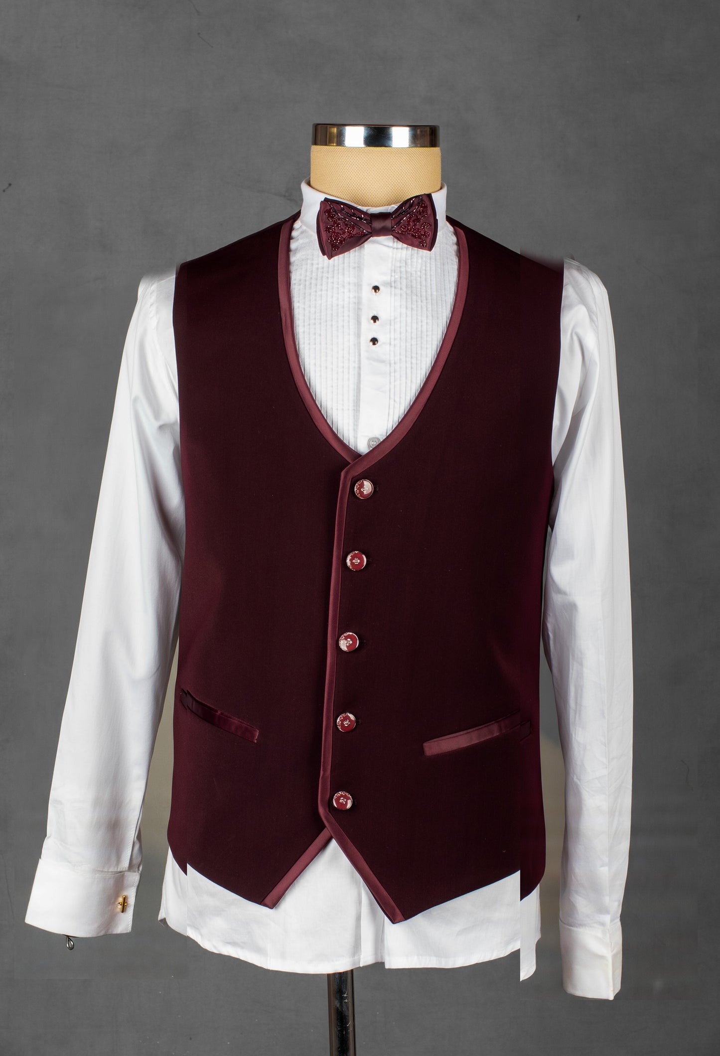 Maroon Embroidered Tuxedo Suit for Men – Luxury Wedding & Reception Wear