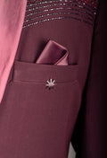 Maroon Embroidered Tuxedo Suit for Men – Luxury Wedding & Reception Wear