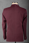 Maroon Embroidered Tuxedo Suit for Men – Luxury Wedding & Reception Wear
