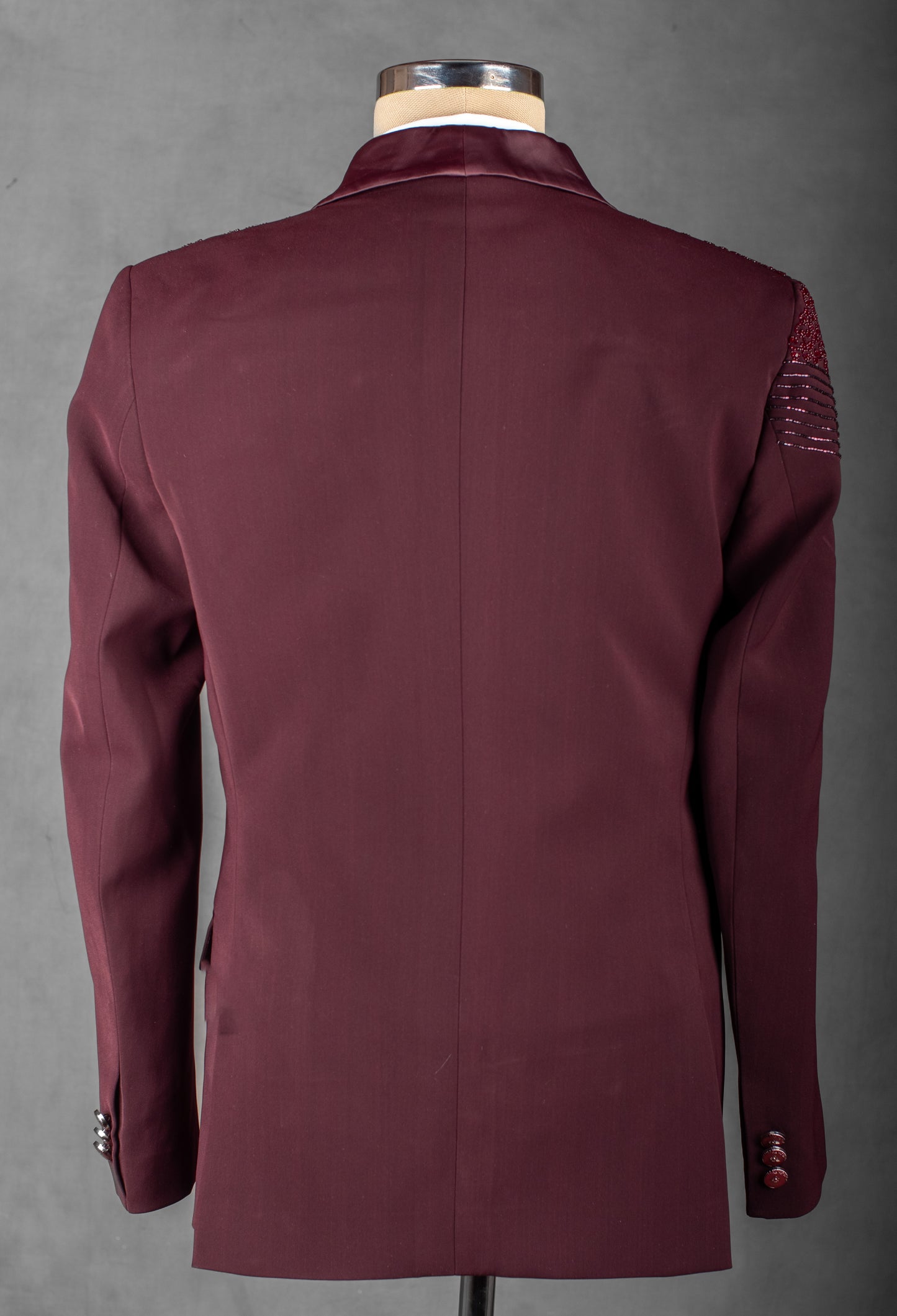 Maroon Embroidered Tuxedo Suit for Men – Luxury Wedding & Reception Wear
