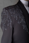 Black Designer Tuxedo Suit for Men – Embroidered Lapel Party & Reception Wear