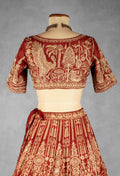 Rust Red Banarasi Silk Handwoven Bridal Lehenga Set with Zari Embroidery & Dupatta
