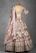 Dusty Rose Heritage Embroidered Crop Top Lehenga Set with Dupatta