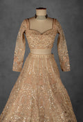 Champagne Gold Zardozi Embroidered Bridal Lehenga Set with Net Dupatta
