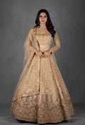 Champagne Gold Zardozi Embroidered Bridal Lehenga Set with Net Dupatta
