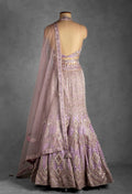 Lavender Embellished Crop Top Lehenga Set with Net Dupatta