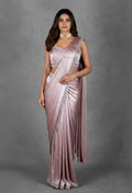 Dusty Rose Metallic Drape Saree with Embellished Halter Blouse