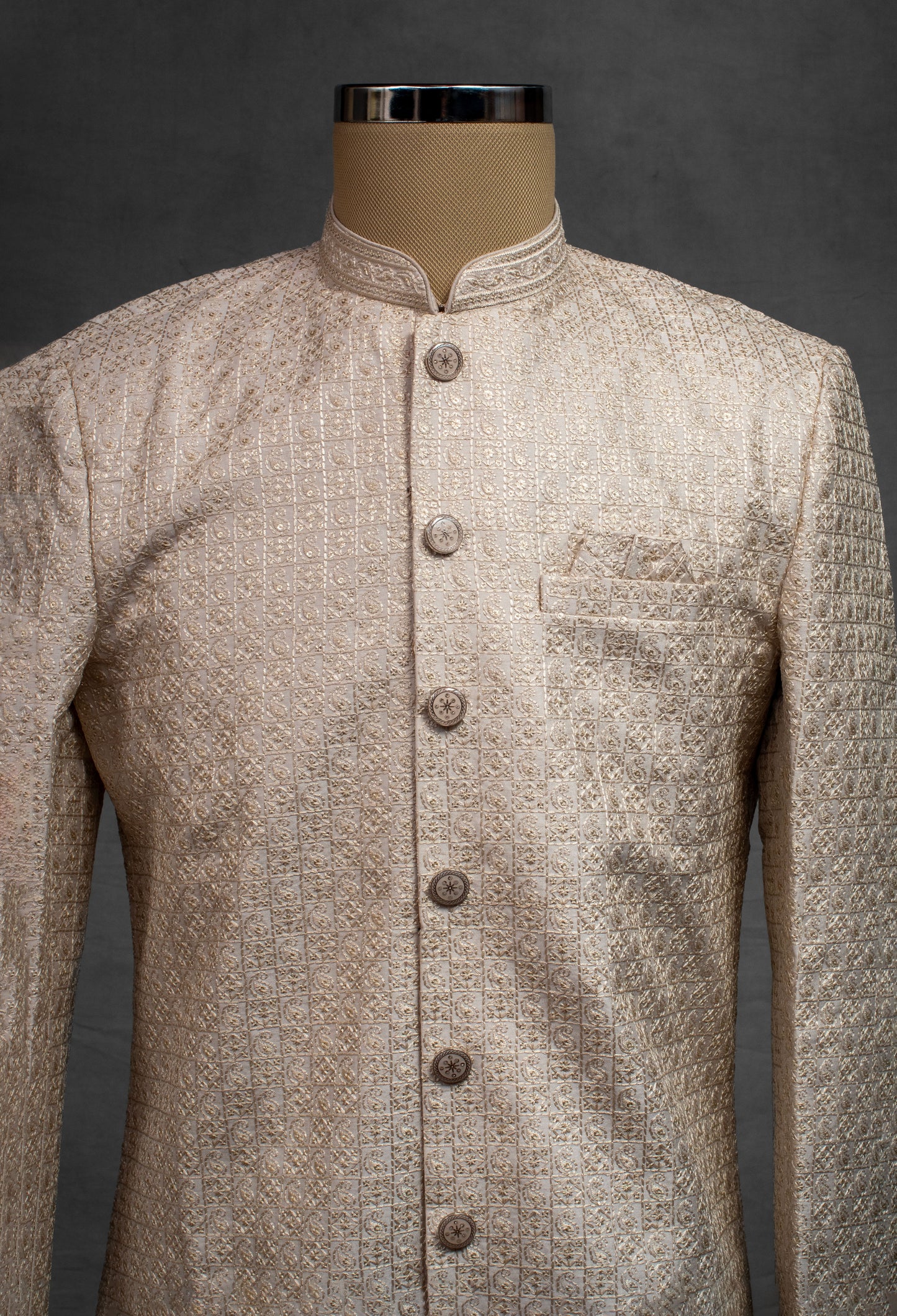 Beige Brocade Kurta for Men