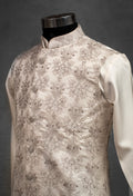 Cream Embroidered Silk Kurta for Men
