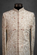 Cream Heavy Embroidered Sherwani for Men
