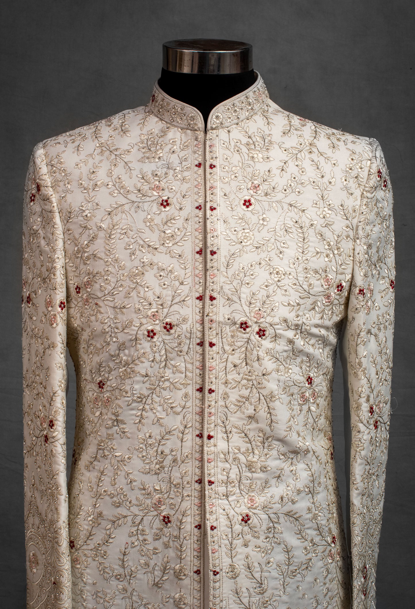 Cream Heavy Embroidered Sherwani for Men
